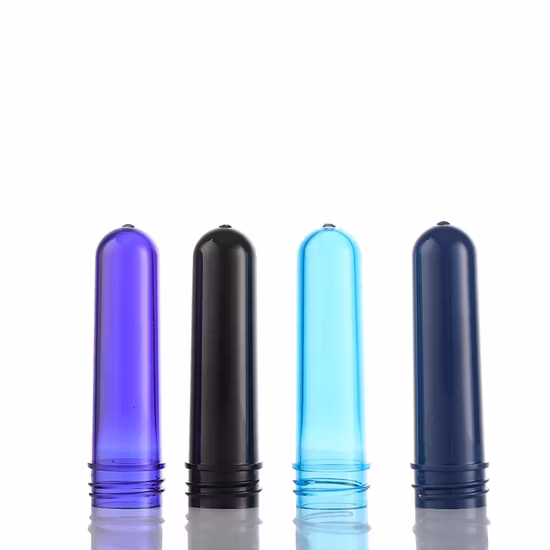 Préforme faite sur commande bleue transparente d'animal familier de catégorie comestible pour l'eau minérale de bouteille en plastique